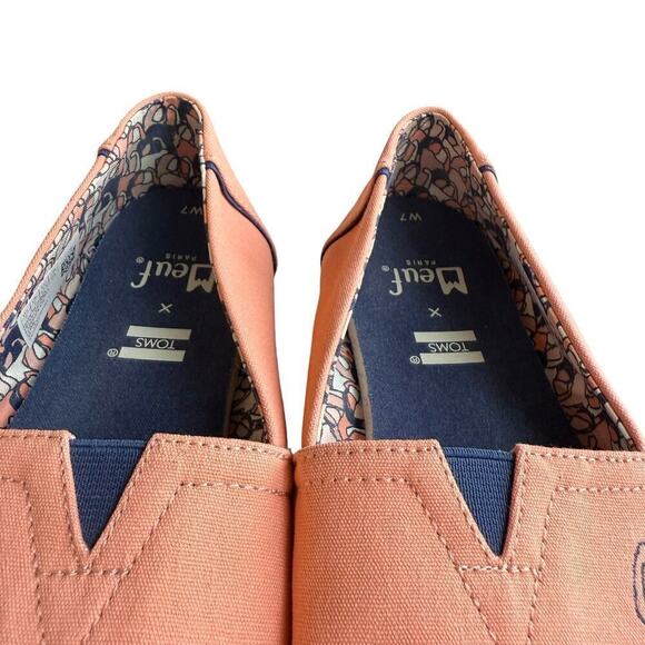 Toms x Meuf Paris Rosie The Riveter Coral Canvas Alpargata Classic Slip-On, Sz 7 - Picture 5 of 11